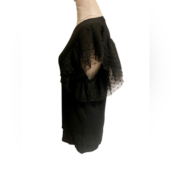 Black Ruffle Sleeve Top XL – Bobo Gothic Dark Academia Sheer Mesh Blouse - Picture 6 of 6